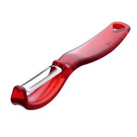 triangle Swivel Peeler, Red - Stainless Steel Serrated Twin Blade - Peels Soft, Delicate Fruits & Vegetables - Lightweight Handle - Dishwasher Safe - Made in Germany