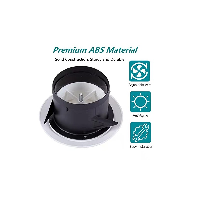 4 inch ABS Adjustable Air Vent White Round Soffit Exhaust