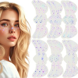 12PC Glitter Freckles Face Tattoo, Holographic Glow Up Freckle Tattoo Patches Set, Multicolor Sparkle Freckles Stickers, Waterproof & Long-Lasting, Natural-Looking Temporary Tattoos Makeup Accessories