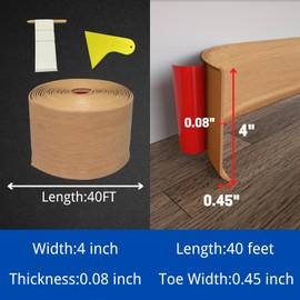 COUKIU Flexible Baseboard Molding Trim, 4 Inch x 40 Feet Self-Adhesive Vinyl Wall Base Cove Base, Peel and Stick Rubber Wall Base Moulding Trim(S100, Natural Wood Grain)