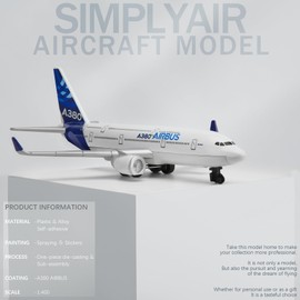 SimplyAir 1/400 Airbus A380 Airplane Model Kits Plastic Airplane Model for Collection and Display