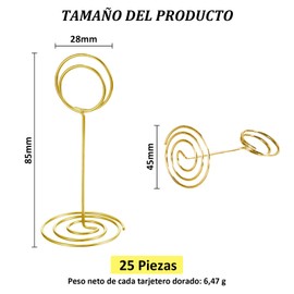 25 Pcs Soportes para Números de Mesa, SHANDABULIU Soporte para Tarjetas, 3.35 Pulgadas Soportes Forma Redonda Tarjetas de Números de Mesa, para Bodas, Fiestas de Aniversario, Oficina, Papel (Dorados)