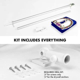 UD_G128 Combo Pack: 6 Feet Tangle Free Spinning Flagpole (Silver) Virginia VA State Flag 3x5 ft Printed 150D Brass Grommets (Fla