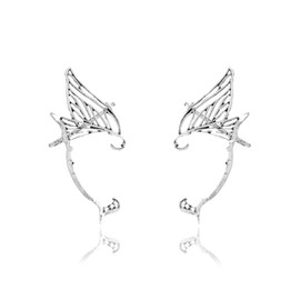 Goth Elven Ear Cuffs For Women Men Elf Fairy Earrings Hollowed Ear Clips Vintage Stud Earrings Fantasy Cosplay Cuff Wrap Earrings Statement Jewelry Gift 1 Pair -Silver