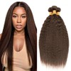 Dark Brown Yaki Straight Human Hair Bundles Color #4 -