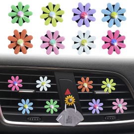 8 Pcs Daisy Air Vent Clips, Cute Flower Car Air Fresheners Vents Clips Car Diffuser Vent Clips Glam Car Interior Decor Charm Cute Daisy Car Decoration Car Accessories for Women+Sunflower Mask Hook (Mix)