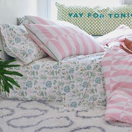 Vision Linens Waverly Tile Pink 1x King (230 x 220cm) Duvet Cover & 2x Matching Pillowcase Set, Soft, Sustainable, Modern, Stylish, 100% Cotton Fabric, Machine Washable