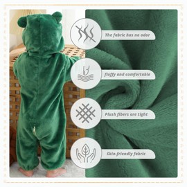 MICHLEY Unisex Baby Boy Girl Hooded Romper Winter Animal Cosplay Jumpsuit Outfits, Green, 2-5months, Size 70