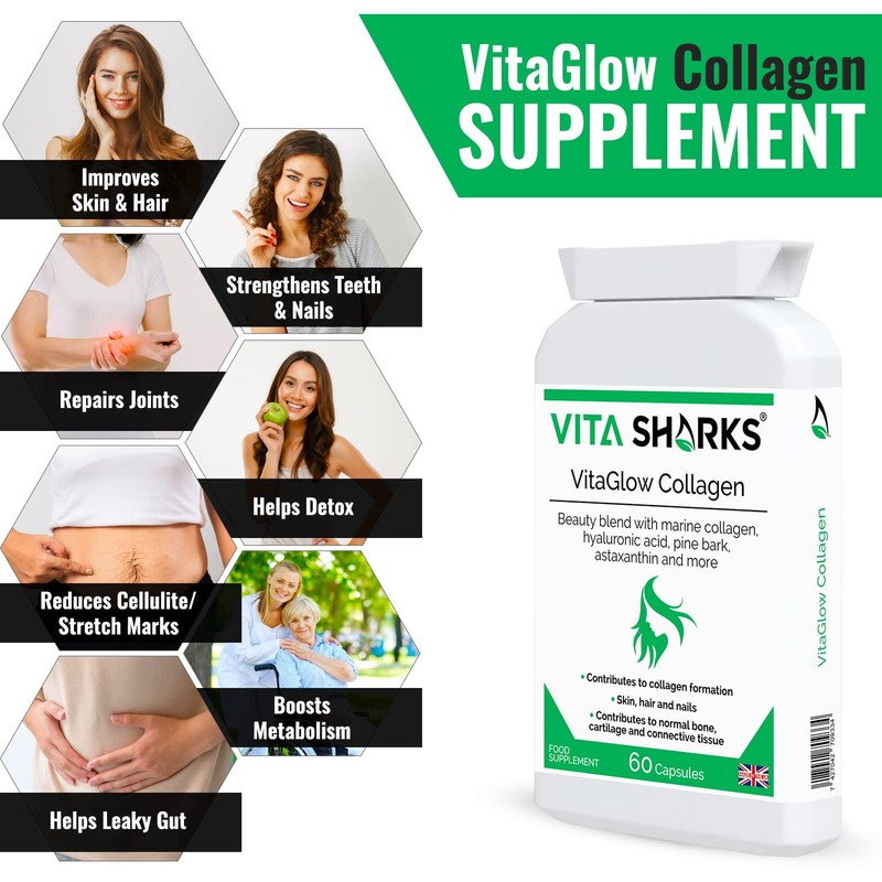 VitaGlow Collagen - Anti-Ageing Tablets with Biotin for Beautiful &