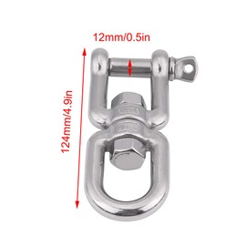 Heavy Duty Swivel Link, Heavy Duty 304 Stainless Steel Swivel swing Eye ing Snap hook Hooks Rolling Shackle Device Marin With Key Rings Silver(12mm)