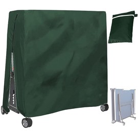 BOSKING Patio Table Tennis Table Cover 210D Waterproof Indoor Outdoor Foldable Ping Pong Table Protector Dust Covers for Table Tennis Tables (Green)