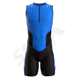 Sparx X Triathlon Suit Men Racing Tri Cycling Skin Suit Bike Swim Run (ElectricBlue_Elite, Large)