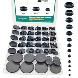 167PCS 13 Sizes Rubber Plugs for Round Holes, 1-1/2", 1-1/4", 1", 13/16", 3/4", 5/8", 1/2", 3/8", 5/16", 7/25", 1/4", 1/5", 4/25" Black Snap Locking Silicone Plugs for Automotive Wiring Furniture