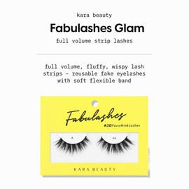 KARA BEAUTY Fabulashes Glam 3D Faux Mink Strip Lashes Style A66 – Full Volume, Fluffy, Wispy Lash Strips – Reusable Fake Eyelashes with Soft Flexible Band – Natural Glam Falsies