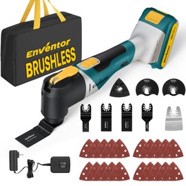 Enventor 20V Cordless Oscillating Multi tool, Brushless Oscillating Saw with 28PCS Accessories, Fast Charger, 6 Variable Speeds, 4° Oscillation Angle for Scraping, Sanding, Cutting, Blue
