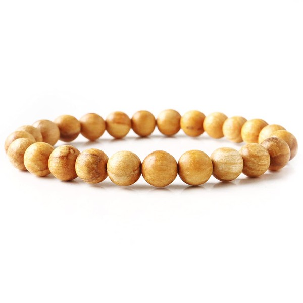 GOLD STONE Palo Santo Bracelet, 0.3 inch (8 mm), Peru, Holy Tree, Holy Wood, Wooden Prayer Beads, Incense Wood, Wood