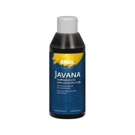 KREUL 91461 Javana Fabric Paint for Light and Dark Fabrics, 250 ml Bottle Black, Brilliant Water-based Paint, Pasty Character, for Stamping and Stenciling, Washable After Fixation