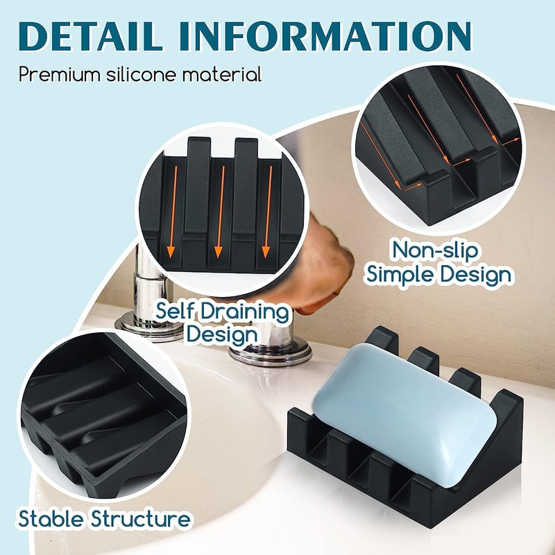 Silicone Soap Dish for Bar Soap Holder for Shower Bathroom