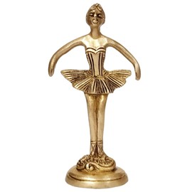 Purpledip Brass Statue Ballet Dancing Girl: Ballerina In Dance Pose (12264B)