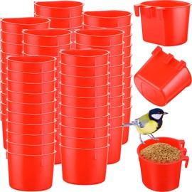 Ziliny 120 Pcs Cage Cups Chicken Birds Feeder Cups Plastic Hanging Chicken Feeders and Waterers Cup 8 oz Feeding Bowl for Gamefowl Supplies Pet Pigeon Poultry Parrot Parakeet Rooster Rabbit(Red)