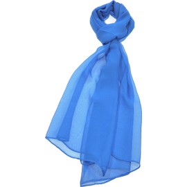 Hand By Hand™ Women's Solid Chiffon Scarf Silk Blend Light Fresh Wrap [20 Blue](One Size)
