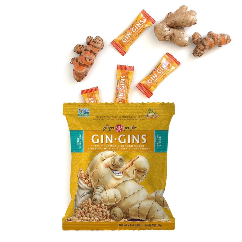 GIN GINS Spicy Turmeric Ginger Chews – 100% Natural Candy