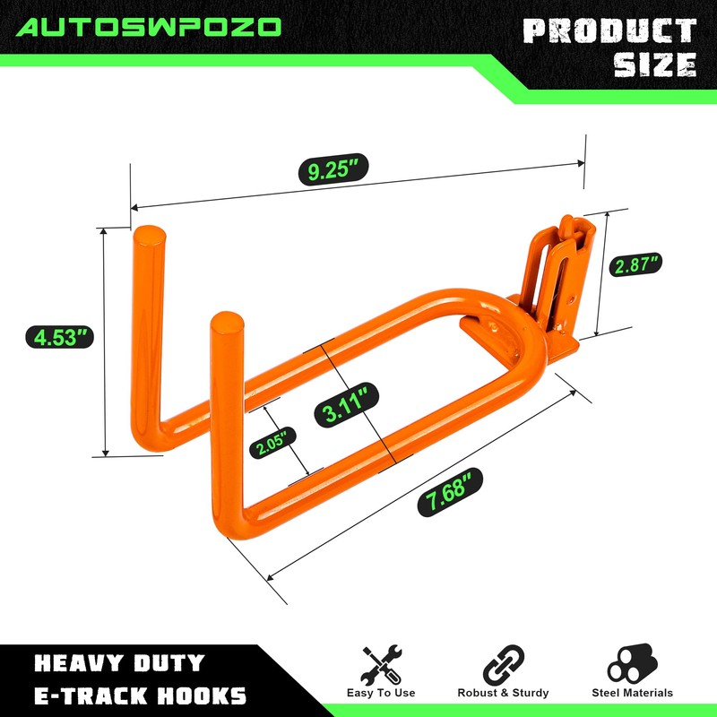 AUTOSwpozo 8-Pack Heavy Duty E-Track Shovel/Tool Hanger, Spades, Rakes, Workshop,