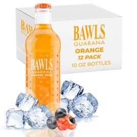 BAWLS Guarana Mandarin Orange, BAWLS Guarana Drink, Guarana Soda, Guarana Fueled Soda for Energy, High Energy Caffeinated Drink, 10oz 12 Pack Glass Bottles