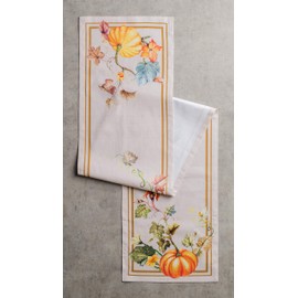 Maison d' Hermine Potiron 100% Cotton Table Runner Farmhouse Tabletop Cover for Home Kitchen Dining Décor Parties Family Dinners Wedding Thanksgiving/Christmas (37cm x 230cm)