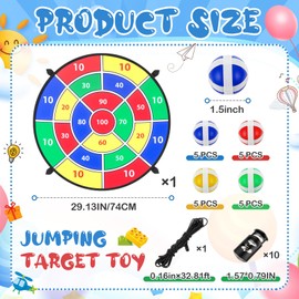 Lunmon 29" Trampoline Dart Board Game Accessories, Toss Game with 20 Sticky Balls - Indoor & Outdoor Sport Fun Trampoline Outdoor Party Accessories for Birthday Gifts