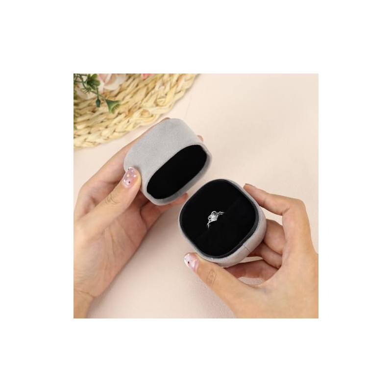 Velvet Ring Box, Mini Engagement Ring box with Detachable Lid,