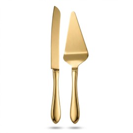 Juego de corte de pasteles para cuchillos y servidores de boda, cortador de pasteles y espátula, juego de servir pasteles de hoja dentada, borde redondeado de acero inoxidable grueso, cumpleaños
