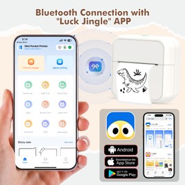 HUIJUTCHEN Mini Printer, Portable Photo Printer, Bluetooth Thermal Printer, Includes Pocket Printer, Sticker, Printer for iOS and Android, with 10 Rolls of Thermal Paper for Photos, Notes, Memos, DIY