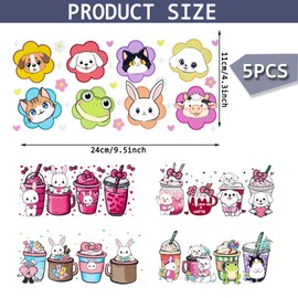 Scyagolila UV DTF Cup Wraps for 16oz Glass Cups, 5Pcs Transfer Stickers Rub on Decal for Glass Tumblers Furniture Craft DIY Crafts
