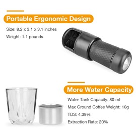 STARESSO Espressomaschine Tragbare Kaffeemaschine Manuelle Handpresso mit Espresso Kaffee Kapseln Cappuccino Quick Cold Brew Alles-in-Einem für zu Hause Büro Reisen Outdoor Camping