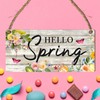 Hello Spring Wooden Plaque - Vibrant Flowers & Easter Eggs
