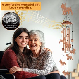 ORIGACH Dog Wind Chimes for Outside Bulldog Metal Wind Chime Birthday Gifts Memorial Gifts for Women Men Mom Grandma Wife Friends Wind Chimes for Outdoor, Indoor, Home and Garden Decorations