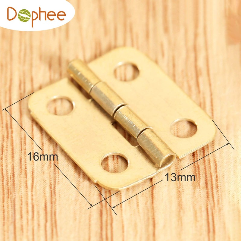 Dophee 16*13mm 50個 平蝶番 丁番 ミニヒンジ 木箱用のヒンジ ウェアヒンジ アンティーク調 ドア用金物