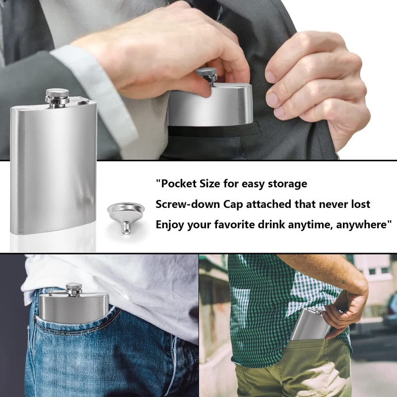 Tebery 8 oz Stainless Steel Hip Flask & Funnel Set,