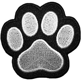 Papapatch Dog Cat Paw Animal Footprint Symbol Badge Cartoon Sew Iron on Decal Embroidered Applique Patch - Black White (Iron-PAW-BKWH)