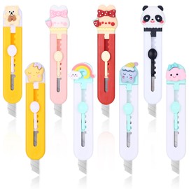 Lanties 8 Pieces Cute Box Cutter Utility Retractable Mini Sharp Kawaii Knives Package Opener Paper Cutters for Office, Arts Crafts, Home Use (Nature,Bright Color)