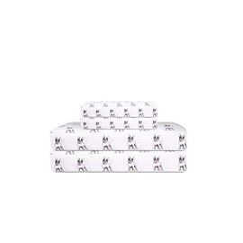 Elite Home Products Whimsical Deep-Pocketed Sheet Set, Full, White Bulldogs