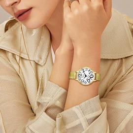 JewelryWe Men Women Finger Watch Novelty Adjustable Ring Watch Round Green Dial Quartz Watch Rings, for Mothers Day for Christmas