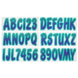 Hardline Products USA Series 200 Boat Registration Numbers – 3 Inch Purple/Teal Gradient Decal Kit – Marine Grade Vinyl Lettering for Boats, Jet Skis, & PWC – UV & Fuel Resistant –