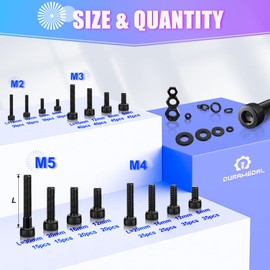 2240PCS Metric Screw Assortment,M2-M5 Metric Screw Kit, Hex Socket Metric Bolts, Metric Machine Screws 12.9 Grade Alloy Steel,Black Zinc Plated,Free Allen Head Wrench