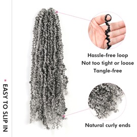 Toyotress Yanky Twist Crochet Hair - 14 Inch 2 Packs (30 Strands/Pcs) Fluffy Spring Mini Twist Passion Twist, Salt & Pepper Pre-Looped Crochet Braids Braiding Hair (14 Inch, SP/Gray-2P)