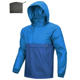 Outdoor Ventures Men's Rain Jacket Waterproof Lightweight Packable Rain Pullover for Hiking Golf Running