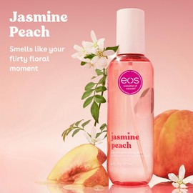 eos Cashmere Body Mist, Jasmine Peach, Body Spray for Women, Hair Mist, Floral Perfume, Moisturizing, Hyaluronic Acid, Glycerin, Vegan, Cruelty-free, 6 fl oz