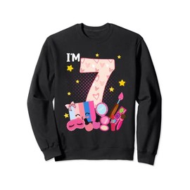 7th Birthday for Little Girl Makeup Spa Nail 7 Years Old Sweatshirt