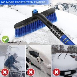 Kairiyard Ice Scrapers for Car Windshield, Upgraded 31 Inch Snow Scraper and Brush Combo Extendable 360° Pivoting Ice Snow Removal Tool for Car, Truck, SUV, Christmas(Blue)